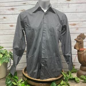 Diamante Couture Gray Cotton Blend Long Sleeve Dress Shirt 16.5 34/35 Pocket